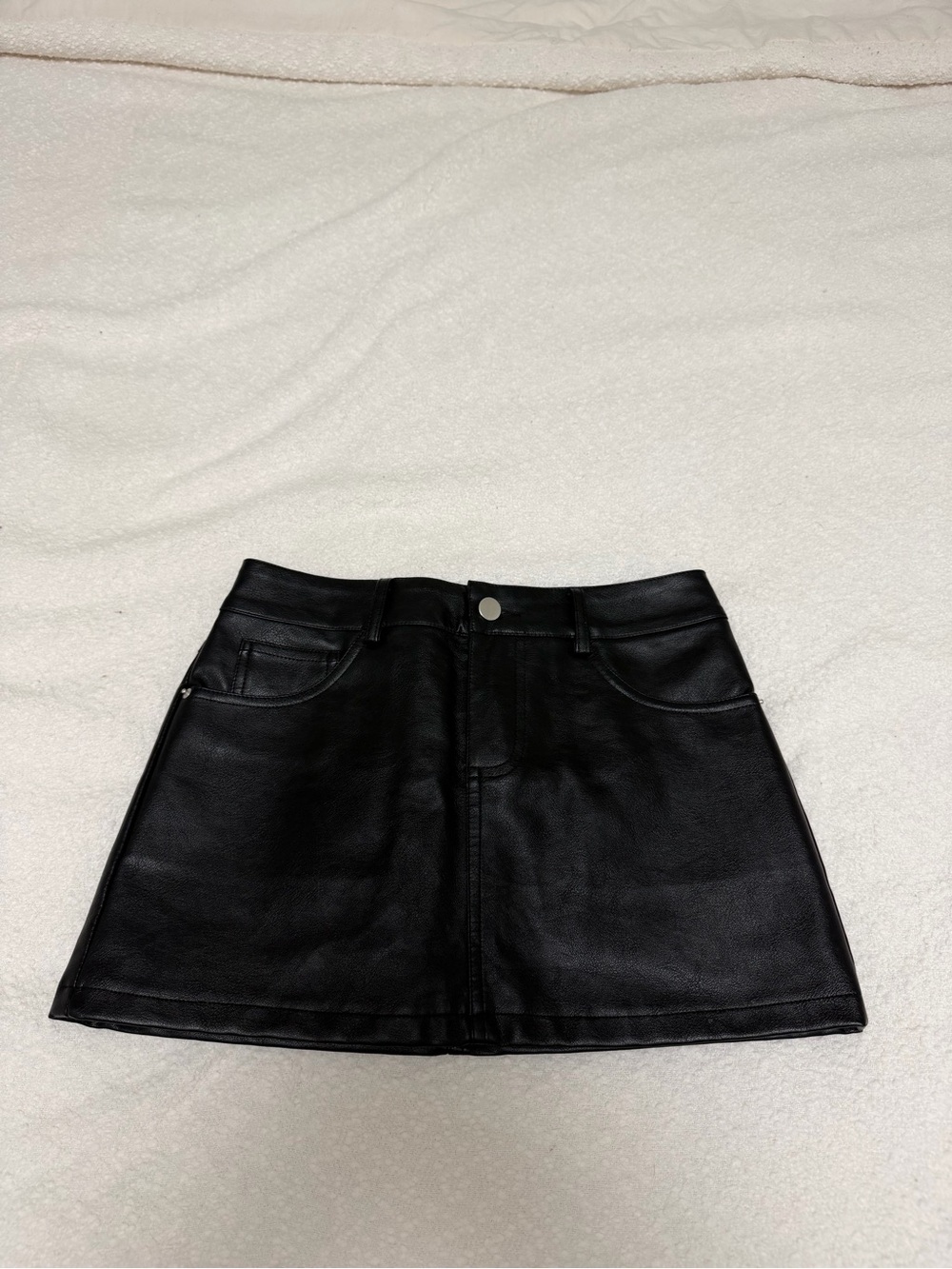 Edikted Black Faux Leather A-Line Mini Skirt